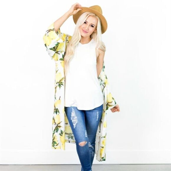 love, fire Lemon Print Open Style Duster - Medium - Picture 1 of 9